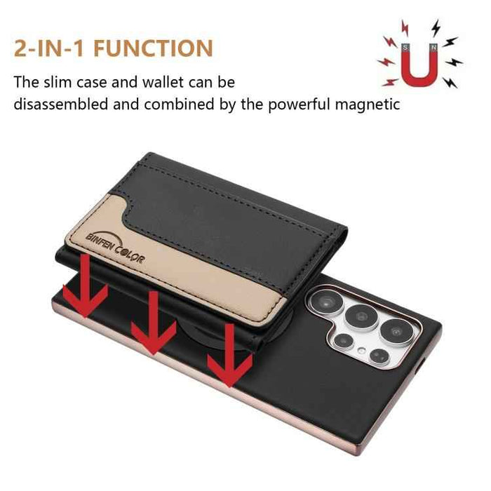 For Samsung Galaxy S25 Ultra 5G Colour Matching Horizontal Magnetic Card Bag RFID MagSafe Phone Case(Black)