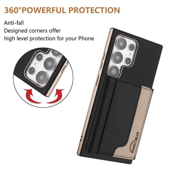 For Samsung Galaxy S25 Ultra 5G Colour Matching Horizontal Magnetic Card Bag RFID MagSafe Phone Case(Black)