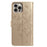For iPhone 15 Pro Max Butterfly Flutter Pattern Embossed Leather Phone Case(Gold)