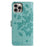 For iPhone 15 Pro Max Butterfly Flutter Pattern Embossed Leather Phone Case(Green)