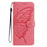 For iPhone 15 Pro Max Butterfly Flutter Pattern Embossed Leather Phone Case(Rose Red)
