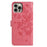 For iPhone 15 Pro Max Butterfly Flutter Pattern Embossed Leather Phone Case(Rose Red)
