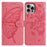 For iPhone 15 Pro Max Butterfly Flutter Pattern Embossed Leather Phone Case(Rose Red)