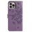 For iPhone 15 Pro Max Butterfly Flutter Pattern Embossed Leather Phone Case(Purple)