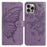 For iPhone 15 Pro Max Butterfly Flutter Pattern Embossed Leather Phone Case(Purple)