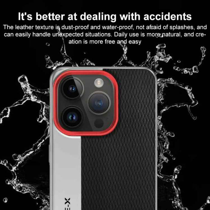 For iPhone 17 Pro Max Camera Design Diamond Texture Leather PC Phone Case(Red)