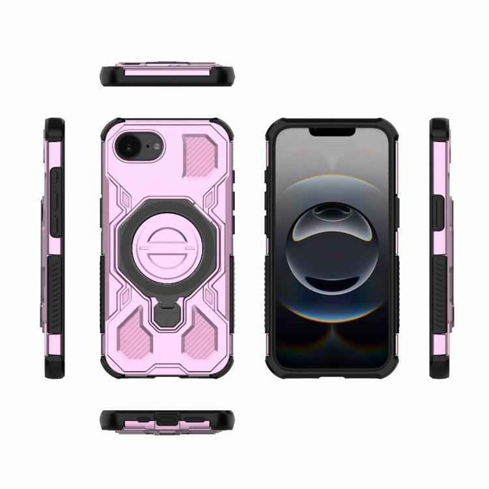 For iPhone 16e J-20 Solid Color MagSafe Magnetic TPU+PC Phone Case(Pink)