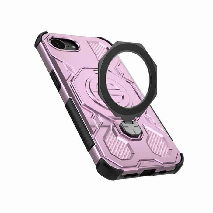 For iPhone 16e J-20 Solid Color MagSafe Magnetic TPU+PC Phone Case(Pink)