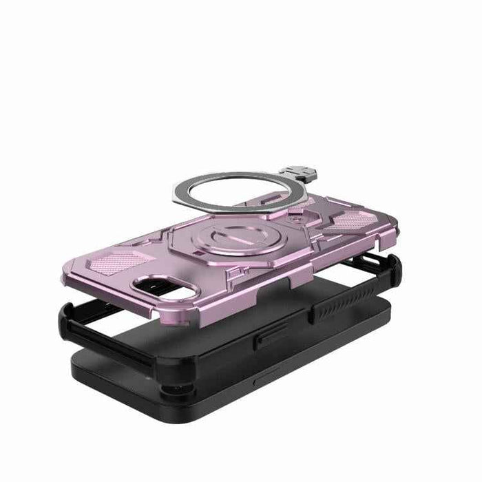 For iPhone 16e J-20 Solid Color MagSafe Magnetic TPU+PC Phone Case(Pink)