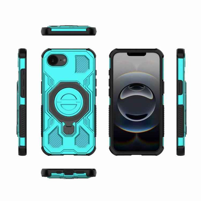 For iPhone 16e J-20 Solid Color MagSafe Magnetic TPU+PC Phone Case(Lake Blue)