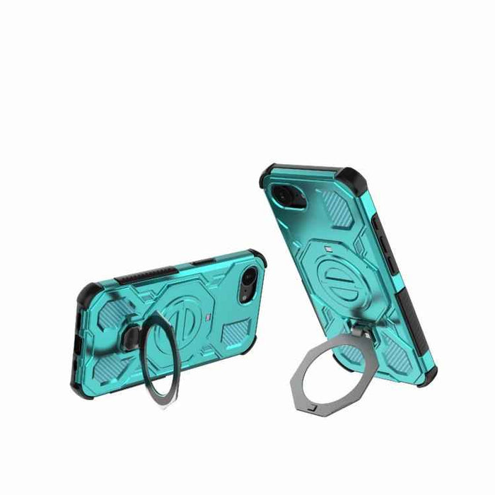 For iPhone 16e J-20 Solid Color MagSafe Magnetic TPU+PC Phone Case(Lake Blue)