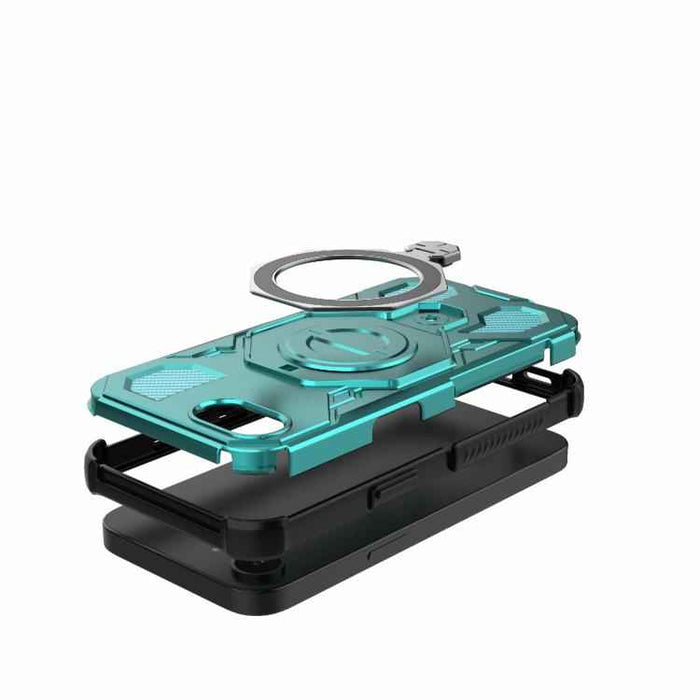 For iPhone 16e J-20 Solid Color MagSafe Magnetic TPU+PC Phone Case(Lake Blue)