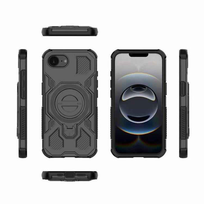 For iPhone 16e J-20 Solid Color MagSafe Magnetic TPU+PC Phone Case(Black)