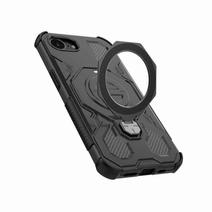 For iPhone 16e J-20 Solid Color MagSafe Magnetic TPU+PC Phone Case(Black)