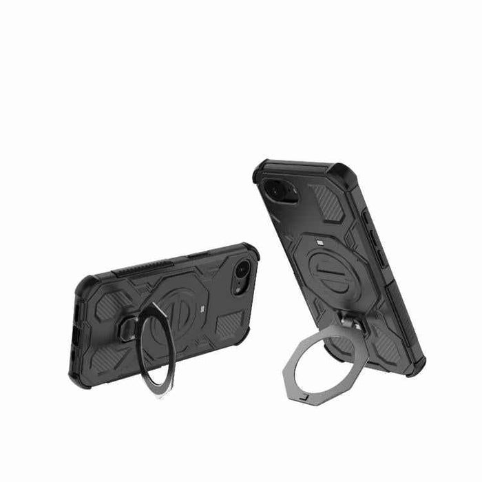 For iPhone 16e J-20 Solid Color MagSafe Magnetic TPU+PC Phone Case(Black)