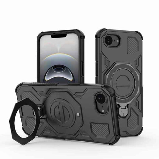 For iPhone 16e J-20 Solid Color MagSafe Magnetic TPU+PC Phone Case(Black)