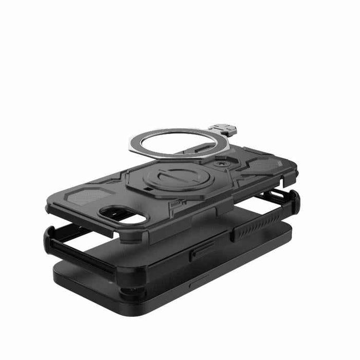 For iPhone 16e J-20 Solid Color MagSafe Magnetic TPU+PC Phone Case(Black)