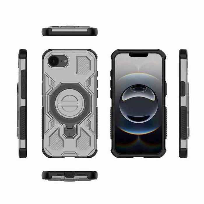 For iPhone 16e J-20 Solid Color MagSafe Magnetic TPU+PC Phone Case(Grey)