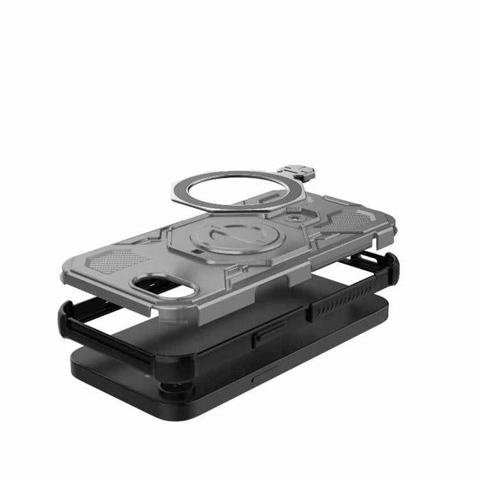 For iPhone 16e J-20 Solid Color MagSafe Magnetic TPU+PC Phone Case(Grey)