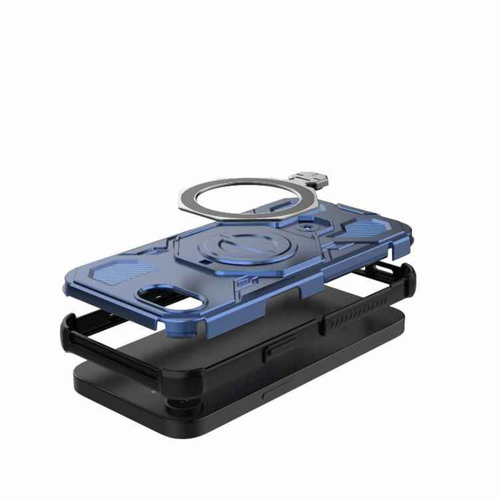 For iPhone 16e J-20 Solid Color MagSafe Magnetic TPU+PC Phone Case(Blue)