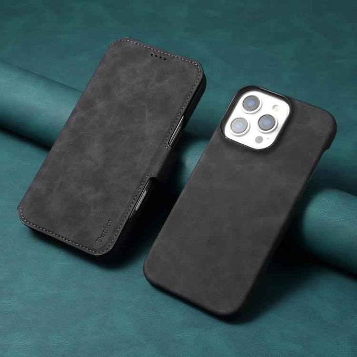 For iPhone 16e Denior B07 MagSafe Detachable Leather Phone Case(Black)