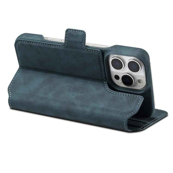 For iPhone 16e Denior B07 MagSafe Detachable Leather Phone Case(Blue)