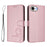 For iPhone 16e Litter Panda Embossing RFID Leather Phone Case with Lanyard(Pink)