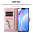 For iPhone 16e Litter Panda Embossing RFID Leather Phone Case with Lanyard(Pink)
