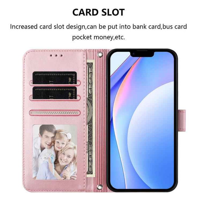 For iPhone 16e Litter Panda Embossing RFID Leather Phone Case with Lanyard(Pink)