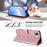 For iPhone 16e Litter Panda Embossing RFID Leather Phone Case with Lanyard(Pink)