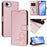 For iPhone 16e Litter Panda Embossing RFID Leather Phone Case with Lanyard(Pink)