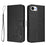For iPhone 16e Litter Panda Embossing RFID Leather Phone Case with Lanyard(Black)
