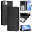 For iPhone 16e Litter Panda Embossing RFID Leather Phone Case with Lanyard(Black)