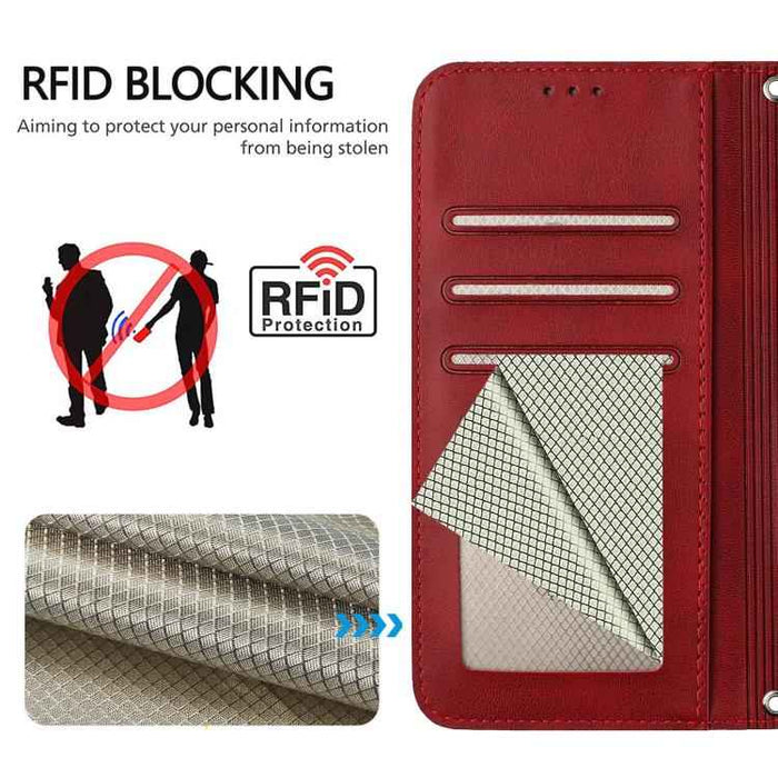 For iPhone 16e Litter Panda Embossing RFID Leather Phone Case with Lanyard(Wine Red)