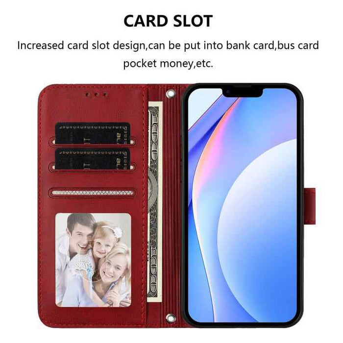 For iPhone 16e Litter Panda Embossing RFID Leather Phone Case with Lanyard(Wine Red)