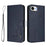 For iPhone 16e Litter Panda Embossing RFID Leather Phone Case with Lanyard(Blue)