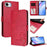 For iPhone 16e Litter Panda Embossing RFID Leather Phone Case with Lanyard(Rose Red)