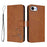 For iPhone 16e Litter Panda Embossing RFID Leather Phone Case with Lanyard(Brown)