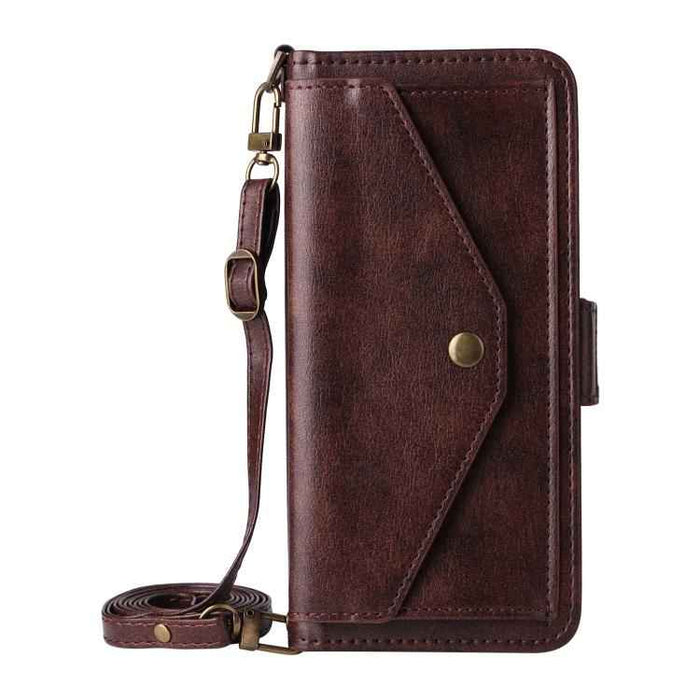 For iPhone 16e Multi-card Slots Crossbody Cowhide Leather Phone Case(Brown)