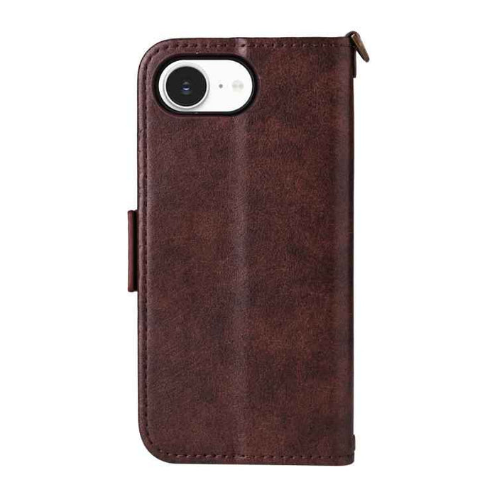 For iPhone 16e Multi-card Slots Crossbody Cowhide Leather Phone Case(Brown)