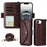 For iPhone 16e Multi-card Slots Crossbody Cowhide Leather Phone Case(Brown)