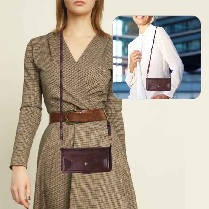 For iPhone 16e Multi-card Slots Crossbody Cowhide Leather Phone Case(Brown)