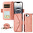 For iPhone 16e Multi-card Slots Crossbody Cowhide Leather Phone Case(Pink)