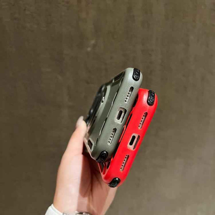 For iPhone 17 Pro Max Three-core Mecha 360 Degree Rotation Magnetic Holder Phone Case(Royal Blue)