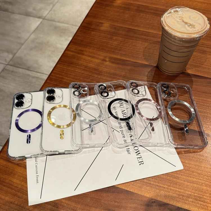 For iPhone 15 Transparent Acrylic MagSafe Phone Case(Pink)