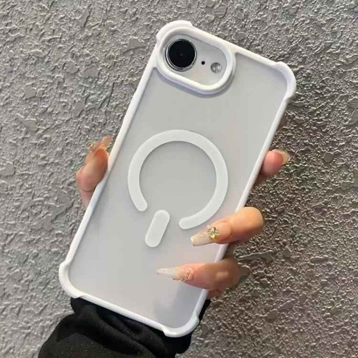 For iPhone 16e Semi-transparent Skin Feel Frosted MagSafe Phone Case(White)