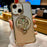 For iPhone 15 Gradient Glitter Spinning Top Holder Phone Case(Gold)
