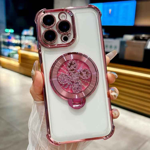 For iPhone 16 Pro Spinning Top Holder Phone Case(Pink)