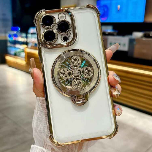For iPhone 16 Pro Spinning Top Holder Phone Case(Gold)