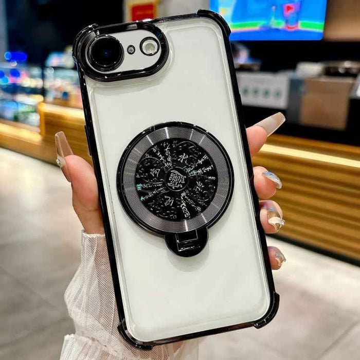 For iPhone 16e Spinning Top Holder Phone Case(Black)